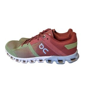 On Cloudflow Womens 7.5 Running Shoes Rust Lime Green CloudTec Sneakers Low Top